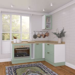 Cozinha Modulada 5 Peças 4 Balcões 1 Aéreo Com Tampo Arizona CabeCasa MadeiraMadeira Branco/Menta