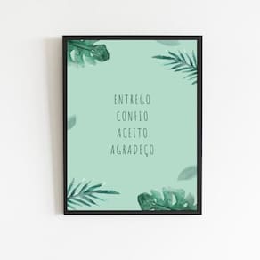 Quadro Mantra Entrego Aceito Confio 24X18Cm - Vidro Preta
