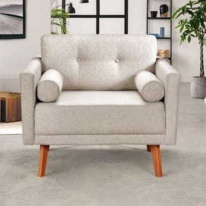 Poltrona Moderna Luma Decoração Sala, Varanda, Recepção Bege