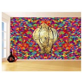 Papel De Parede 3D Animais Pop Art Rinoceronte 3,5M Pxa475