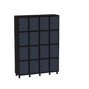 Armário Guarda Volume Locker Roupeiro 16 Portas Aço GRP 504/16 Preto/Azul DelRey