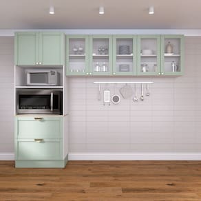 Cozinha Modulada 3 Peças 1 Torre Microondas 2 Aéreos Arizona CabeCasa MadeiraMadeira Branco/Menta