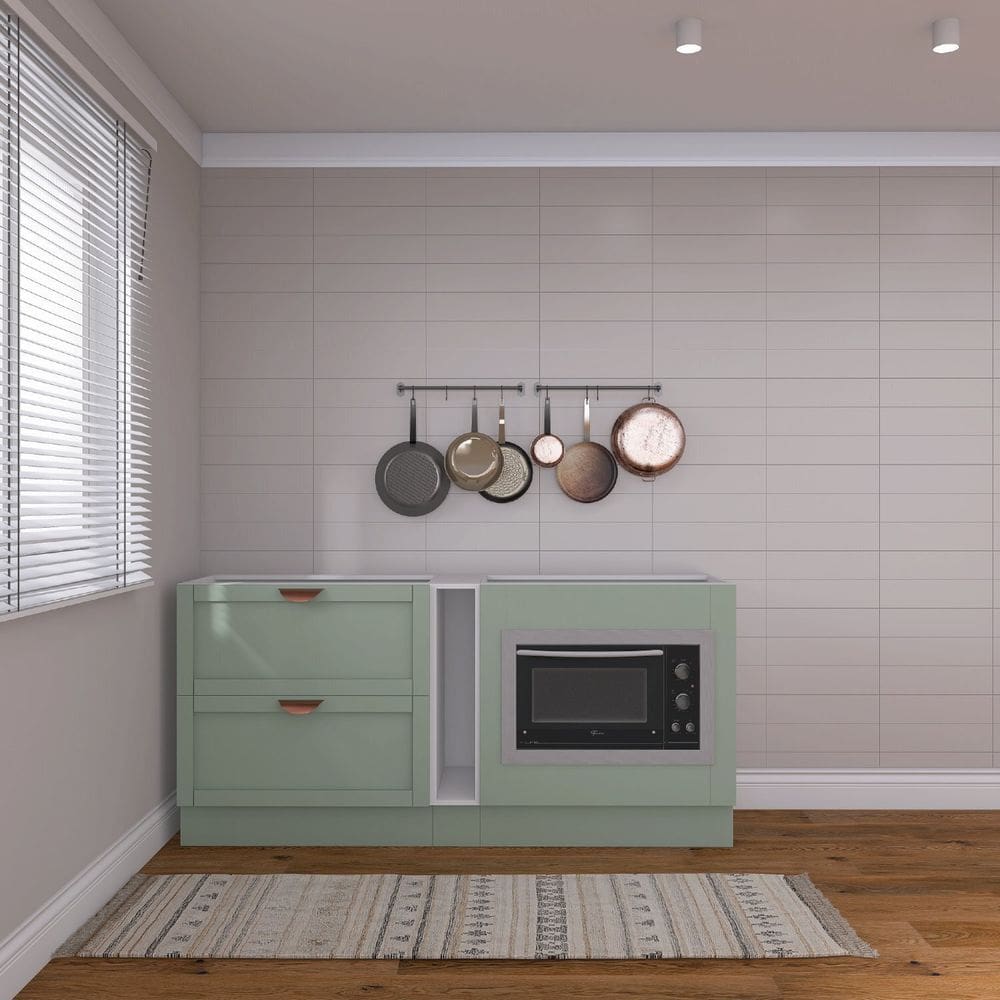 Cozinha Modulada 3 Peças 3 Balcões Sem Tampo Arizona CabeCasa MadeiraMadeira Branco/Menta
