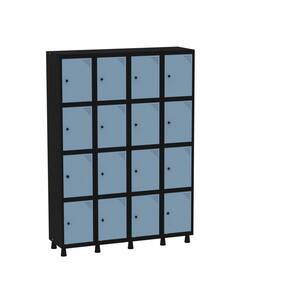 Armário Guarda Volume Locker Roupeiro 16 Portas Aço GRP 504/16 Preto/Azul Dali