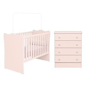 Jogo de Quarto Infantil Doce Sonho com Cômoda 4 Gavetas e Berço - Qmovi