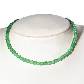 Colar Choker Bolinha 6mm Pedra Quartzo Verde Rolada 40cm