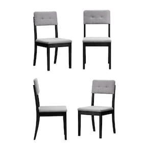 Kit 4 Cadeiras Estofadas Tiê CabeCasa MadeiraMadeira Preto/Cinza