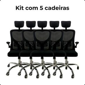 Kit Com 5 Cadeiras De Escritório Presidente Mesh Elegance