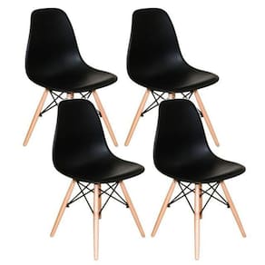 Conjunto 4 cadeiras charles eames eiffel concha fixa - preto