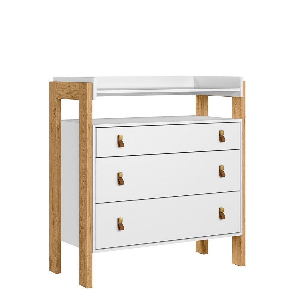Cômoda 3 Gavetas c/Nicho Fantasia Branco Acetinado - Montanaris Decor