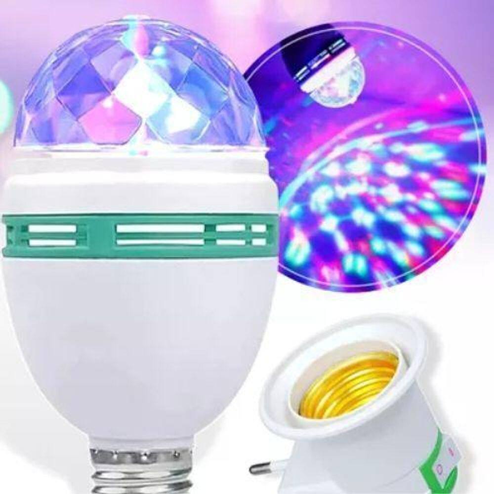 Lâmpada giratória colorida festa rgb balada led decoração