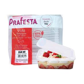 Kit 50 Unidades De Marmita Descartavel Tampa Com Lacre 350Ml