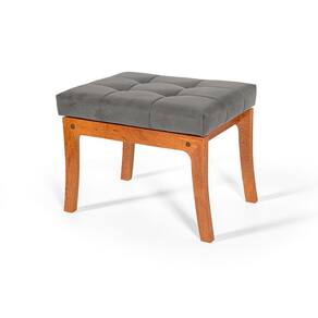 Puff de Madeira com Estofado Retangular Veneza Cinza – Straub Web