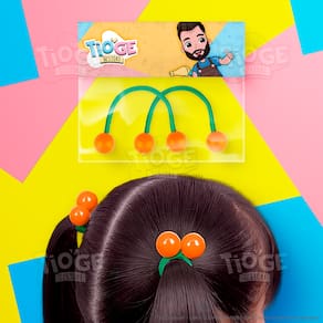 Elásticos de Cabelo Bolinha Candy Prende Fácil Infantil (Xuxinha/Rabicó) Rabo de Cavalo Laranja Verde 2 unid (1 par)