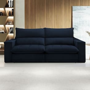 Sofá Retrátil e Reclinável Martinho 250cm Veludo Azul - Celflex