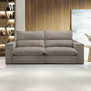 Sofá Retrátil e Reclinável Martinho 250cm Veludo Bege Claro - Celflex