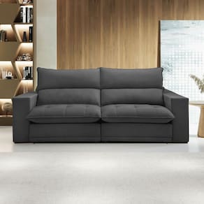 Sofá Retrátil e Reclinável Martinho 250cm Boucle Cinza - Celflex