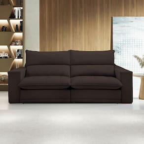 Sofá 4 Lugares Martinho Retrátil 20585 Veludo Marrom - Celflex