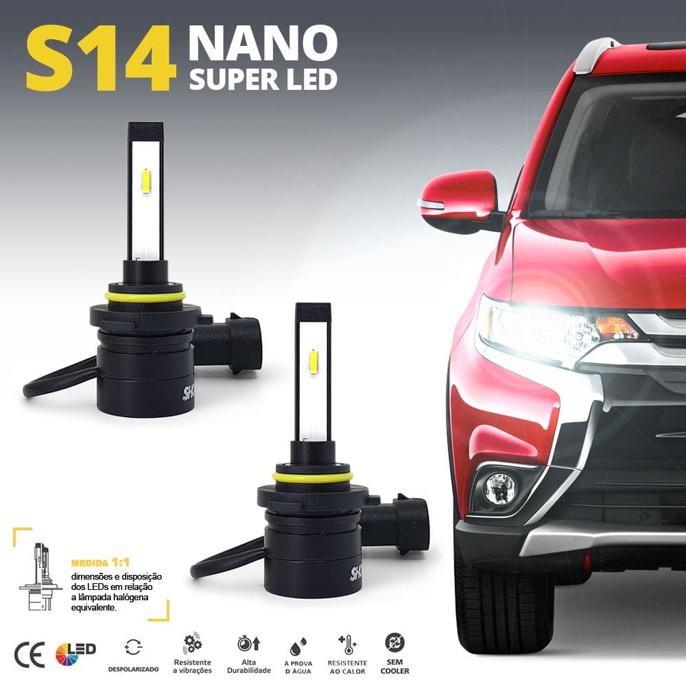 Par Lâmpadas HB3 Farol Alto Silverado 2000 2001 2002 2003 2004 2005 2006 Super Led Mini Nano 6000k Sem Adaptar Furar Tampa Shocklight S14