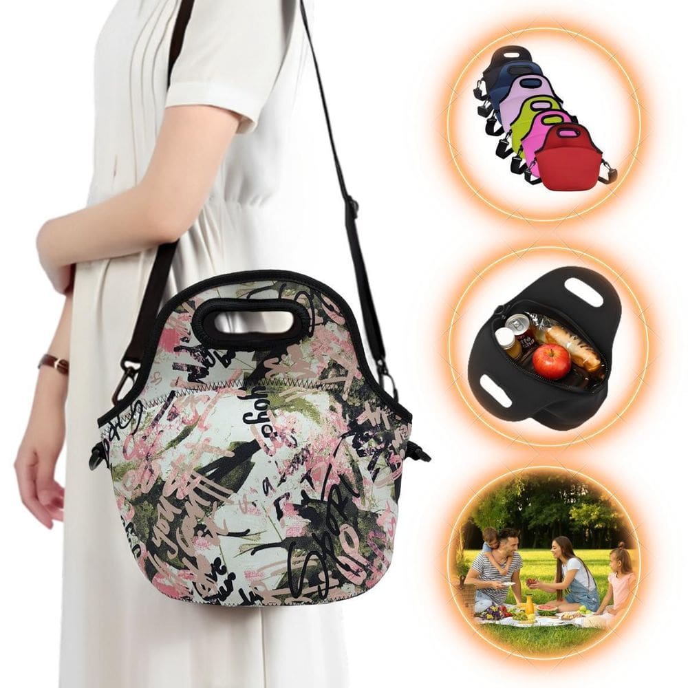 Bolsa Lancheira Térmica Neoprene Adulto Infantil Floral 2