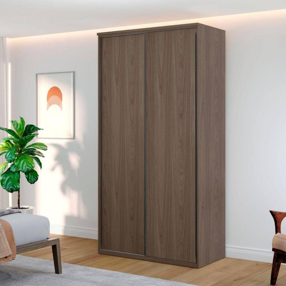 Guarda Roupa de Solteiro 1,20 100% MDF Shop Jm com 2 portas de correr Capuccino - Marrom