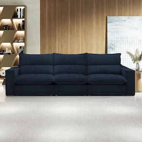 Sofá 4 Lugares Martinho Retrátil Veludo Azul  - Celflex