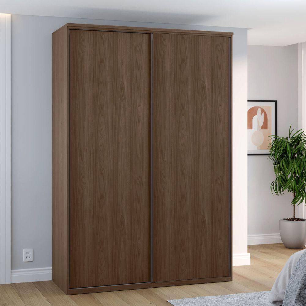 Guarda Roupa de Solteiro 1,60 100% MDF Shop Jm com 2 portas de correr Capuccino - Marrom