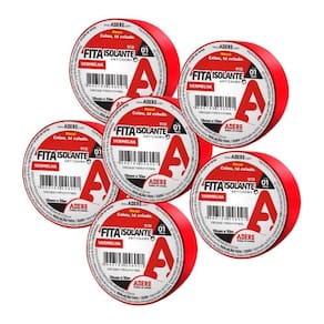Fita Isolante Adere 18mmX10m Vermelho - Embalagem com 6 Unidades