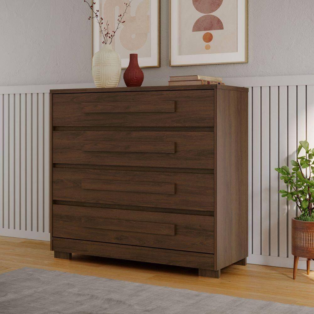 Cômoda 4 gavetas Espaçosas MDF Jacaranda Miray Shop Jm - Marrom