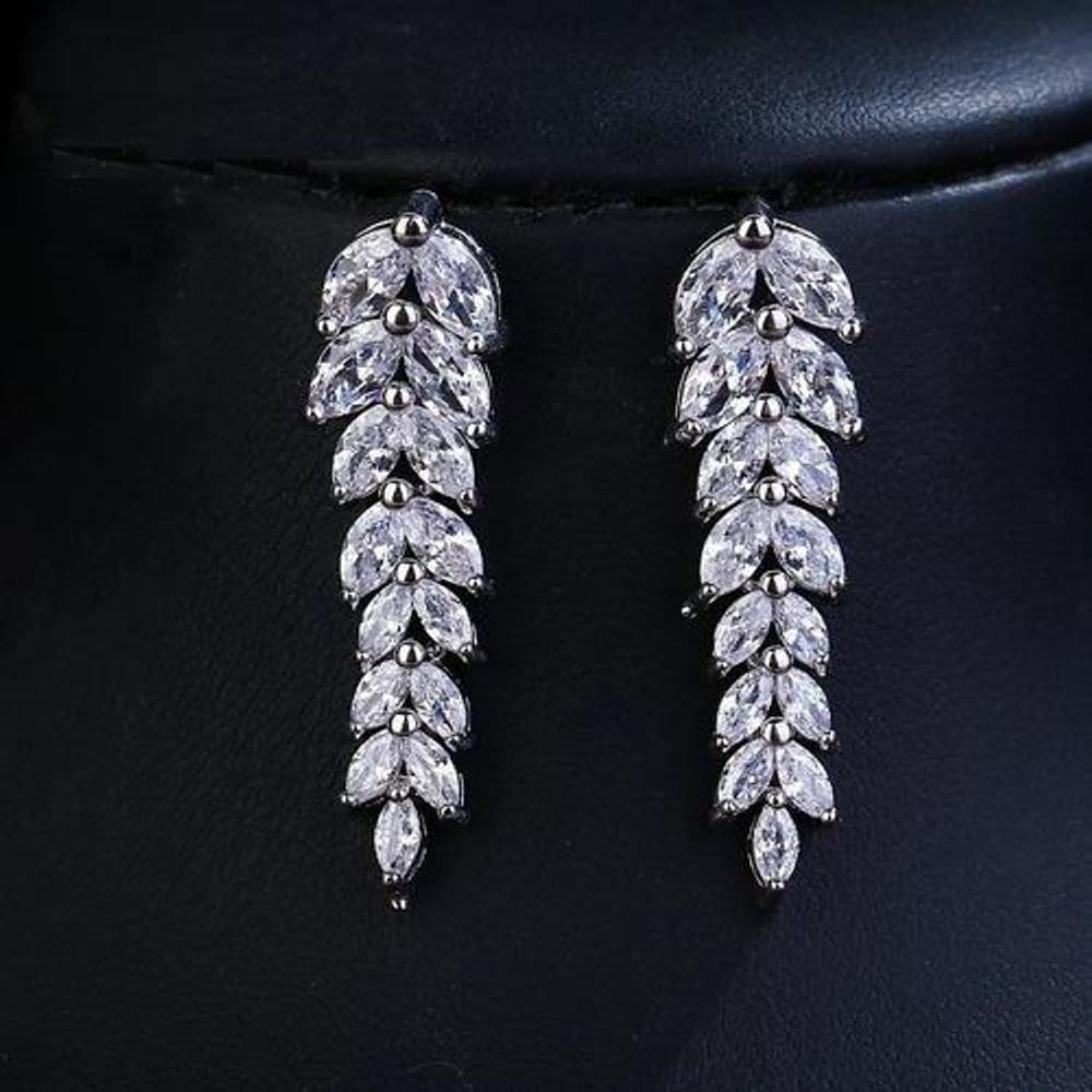 Brinco ouro/ródio zircônia 3,1cm - noivas/festas