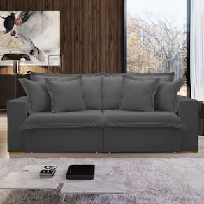 Sofá Cama 3 Lugares Arizona Retrátil 20735 Boucle Cinza - Celflex