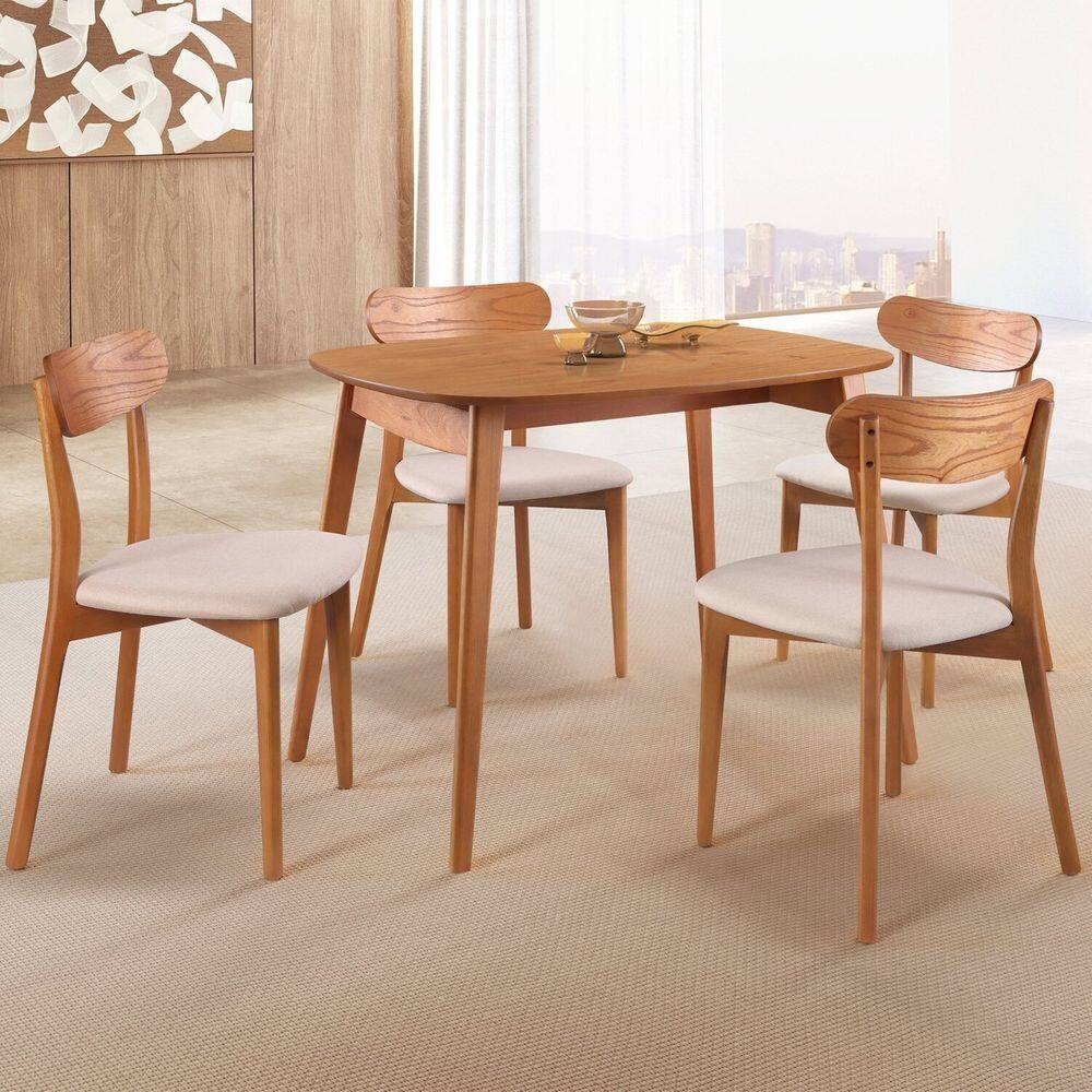Conjunto Sala de Jantar Mesa 110x80cm Tampo em MDF Laminado 4 Cadeiras Ceci Yescasa Naturalissimo/Sem Vidro/Laminado