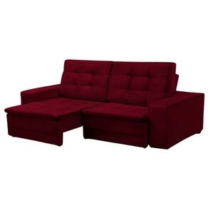 Sofá Retrátil Reclinável Viper 3 Lugares Veludo Bordô 232cm Megasul
