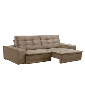 Sofá Retrátil Reclinável Viper 3 Lugares Veludo Bege 232cm Megasul