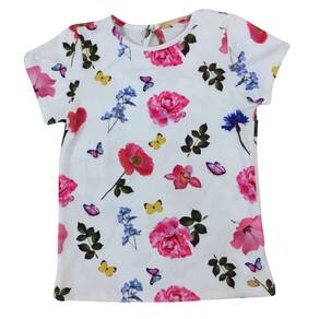 Blusa infantil Fem Petit Cherie branca/floral