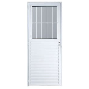 Porta social 2,10x60 lado DIREITO no alumínio branco