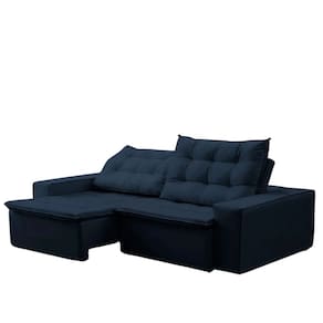 Sofá Charge Reclinável 3 Lugares Veludo Azul 232CM - Megasul