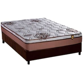 Cama Box Casal: Colchão Molas Ensacadas Luckspuma MasterPocket Caribe + Base CRC Suede Brown(138x188)