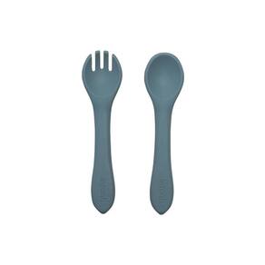 Garfo e Colher de Silicone Piccolo Azul - Infanti