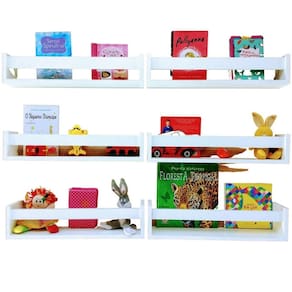 Kit de nichos prateleira infantis para livros mdf 6pçs 40cm