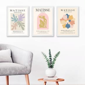 Kit 3 Quadros Posters Matisse Candy Colors 24X18Cm - Vidro