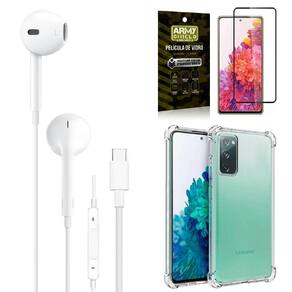 Capa samsung s20 fe + fone de ouvido tipo c + película 3d