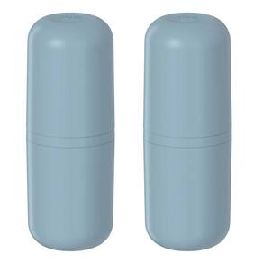 2X Porta Escova De Dente Banheiro Ou Bold Azul Com Tampa