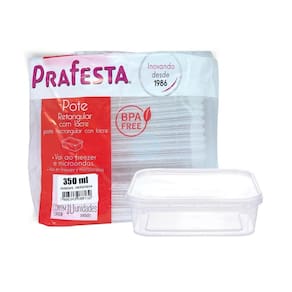Pote Para Marmita 350Ml Tampa Com Lacre 10 Unidades.