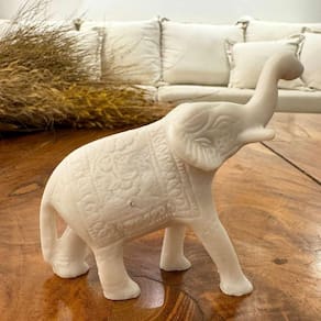 Escultura Elefante Indiano De Pó De Mármore 12Cm
