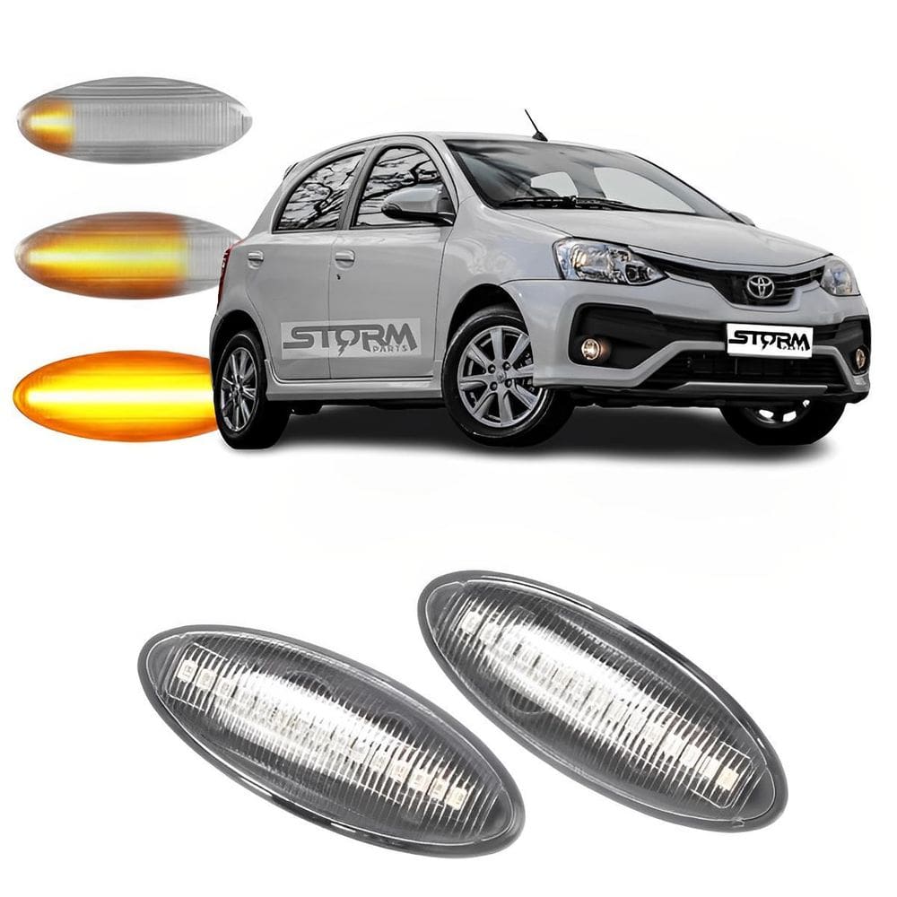 Par de pisca seta sequencial toyota etios para-lama led luz