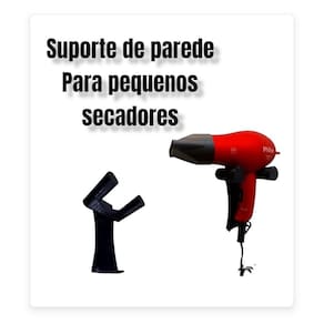 Suporte parede pequenos secadores cabelo - fita dupla face