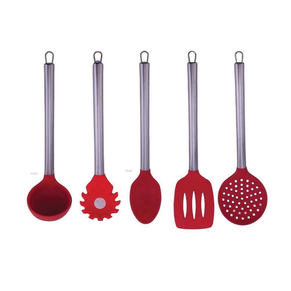 Kit utensílios de inox com silicone 5 peças class home