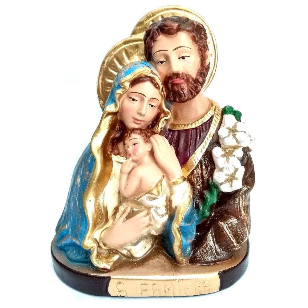 Imagem busto sagrada família 20 cm gesso