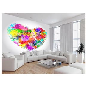 Papel De Parede Arte Coração Colorido Pintura 3,5M Tra112